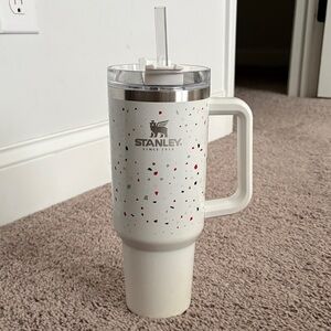 Stanley White and Red Speckled Mug with Handle